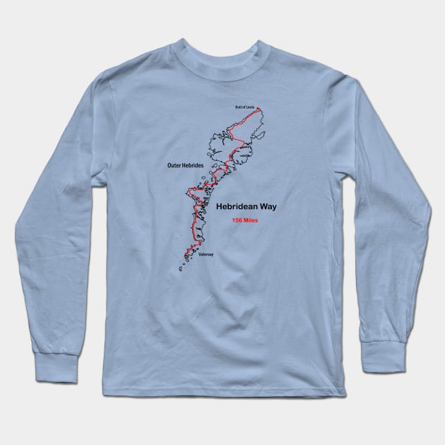 Route Map of the Hebridean Way in Scotland Long Sleeve T-Shirt by numpdog